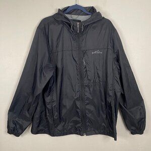 Eddie  Bauer Mens XL Nylon Windbreaker Hooded Full zip Hiking Travel Outdoor